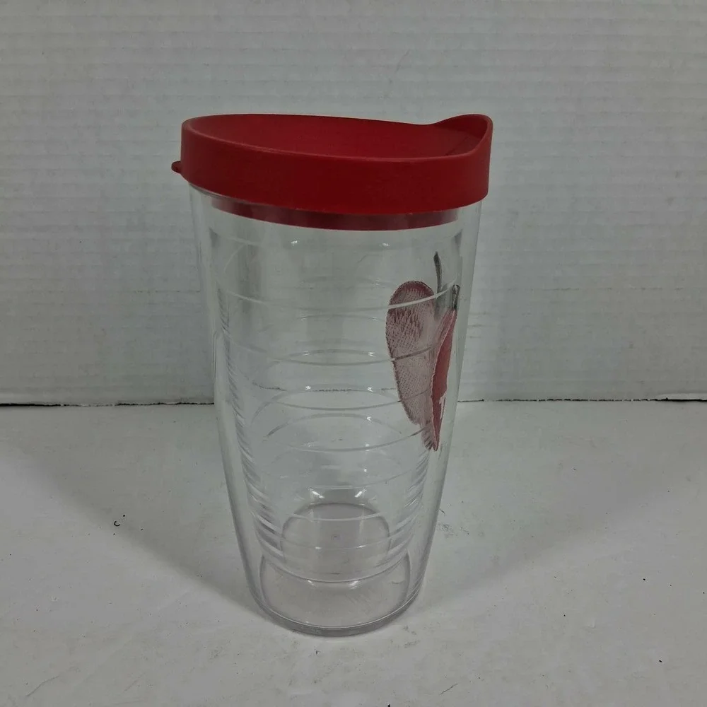 Tervis 16oz Insulated Tumbler with Red Lid #1 Teacher‎ Apple Patch Clear Cup